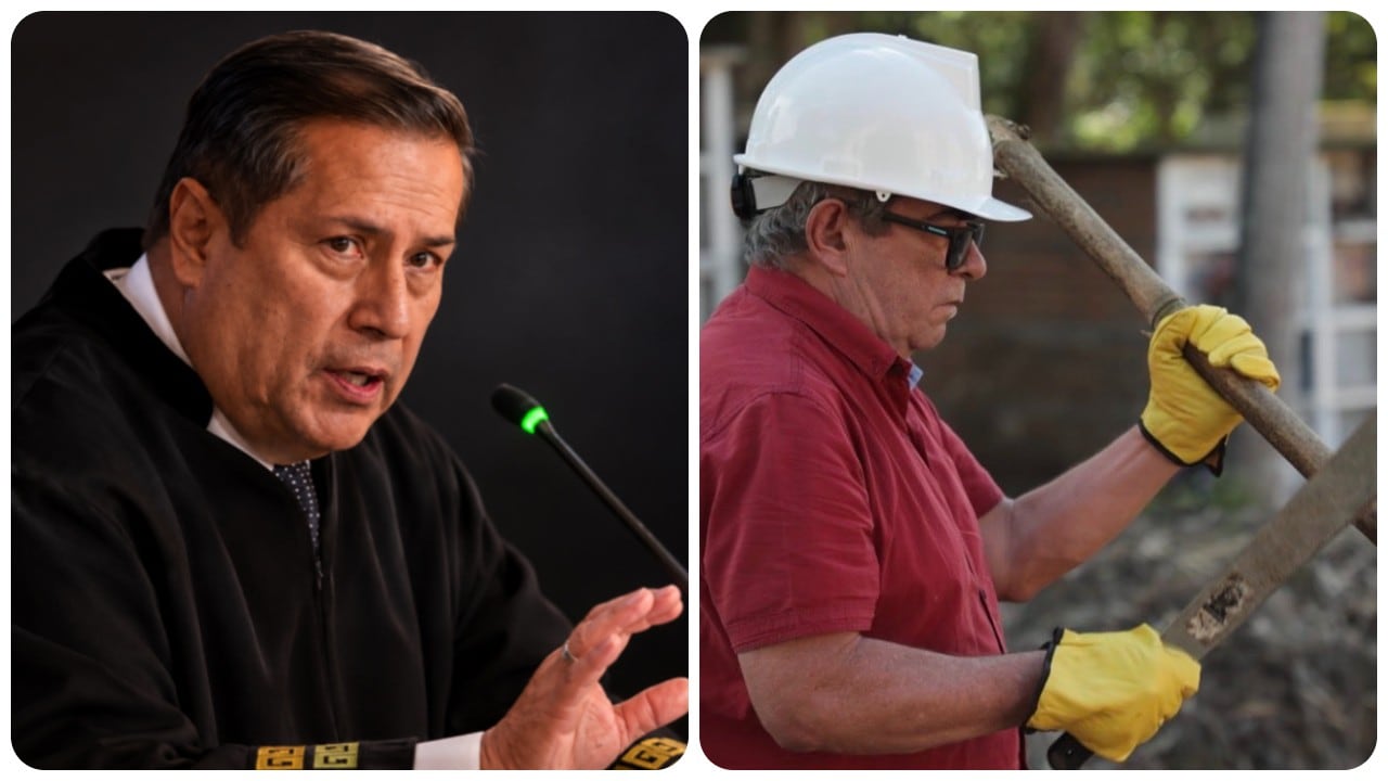 El magistrado de la JEP, Camilo Suárez, y Rodrigo Londoño, Timochenko.