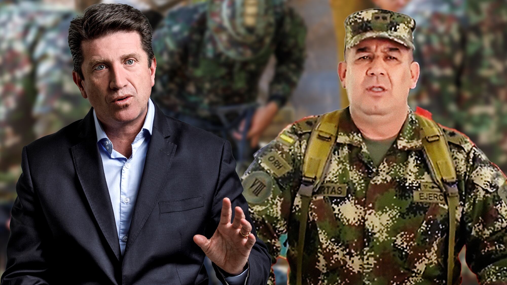 Exministro de Defensa, Diego Molano, y el general Juan Miguel Huertas.