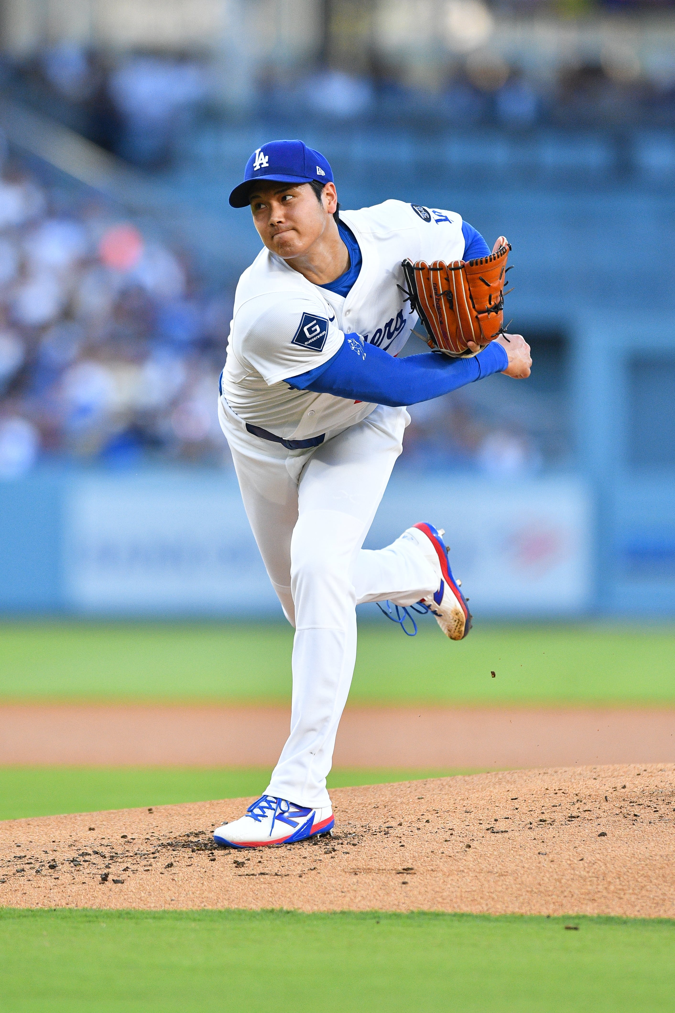 LOS ANGELES, CA - JUNE 16: Los Angeles Dodgers pitcher Shohei Ohtani (17) throws a pitch during the MLB game between the San Diego Padres and the Los Angeles Dodgers on June 16, 2025 at Dodger Stadium in Los Angeles, CA. (Photo by Brian Rothmuller/Icon Sportswire via Getty Images)