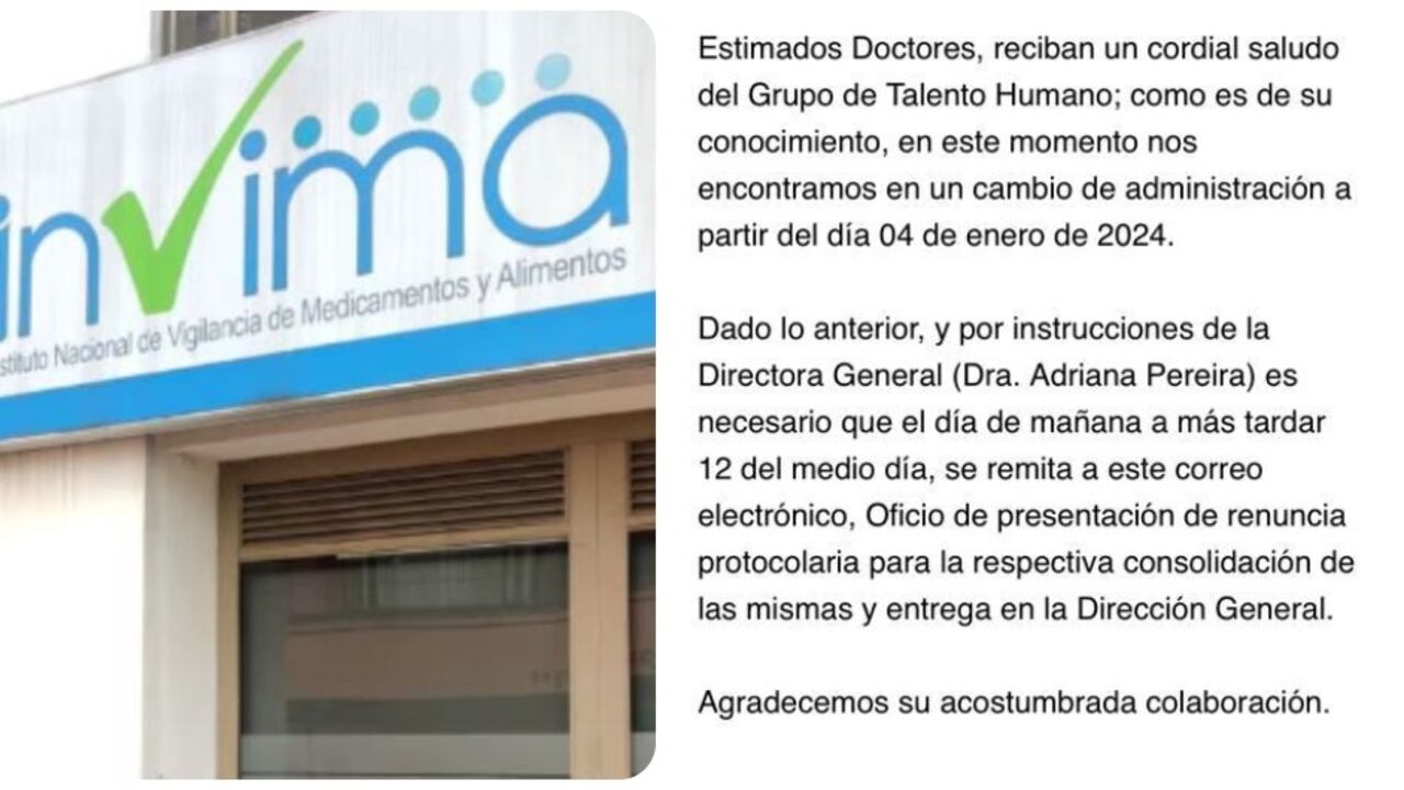 El Invima y el mensaje que les llegó a los directivos del Invima.