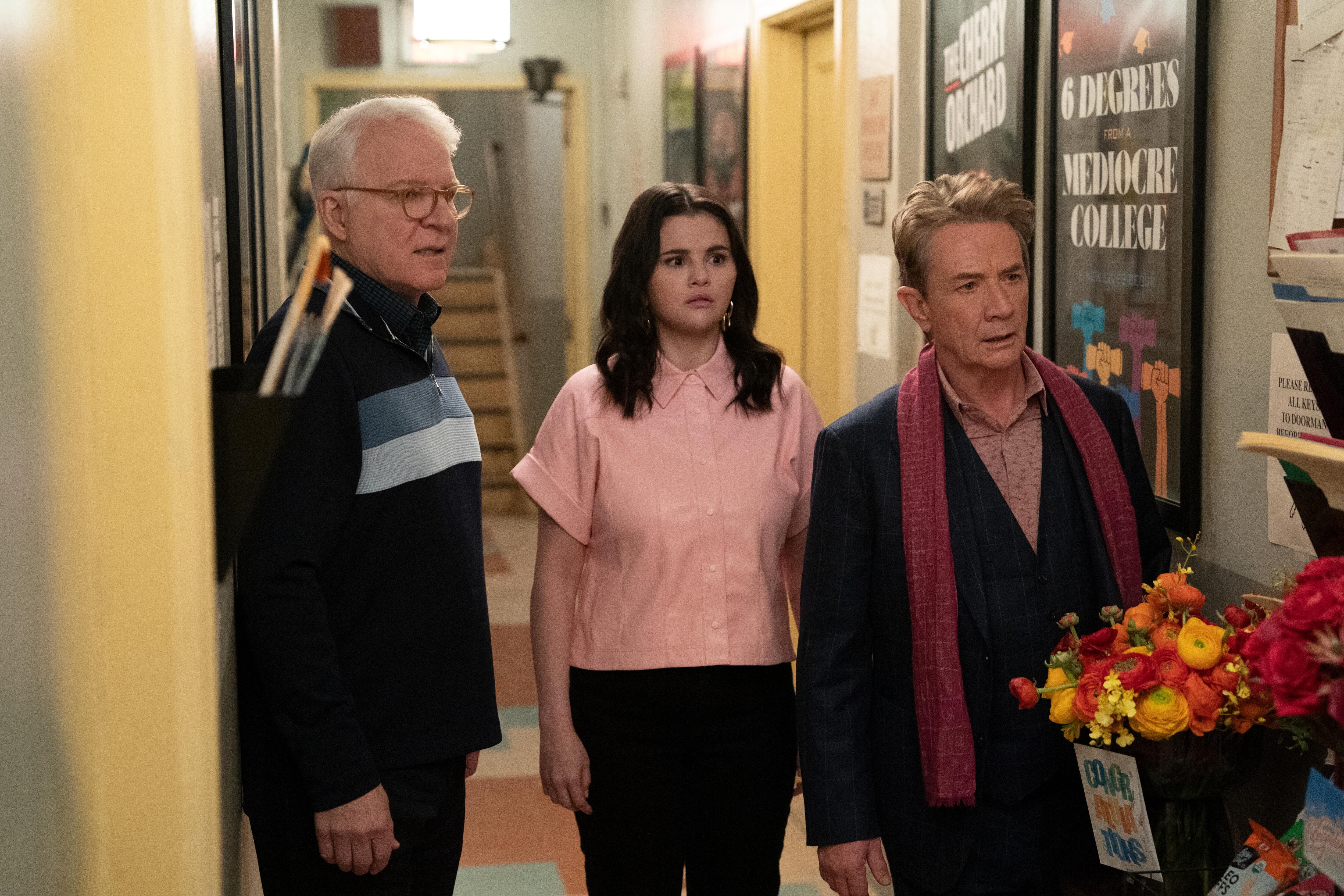 Charles (Steve Martin), Mabel (Selena Gomez) y Oliver (Martin Short), em su salsa cuando se trata de resolver u asesinato en el edificio. Foto: Patrick Harbron/Hulu