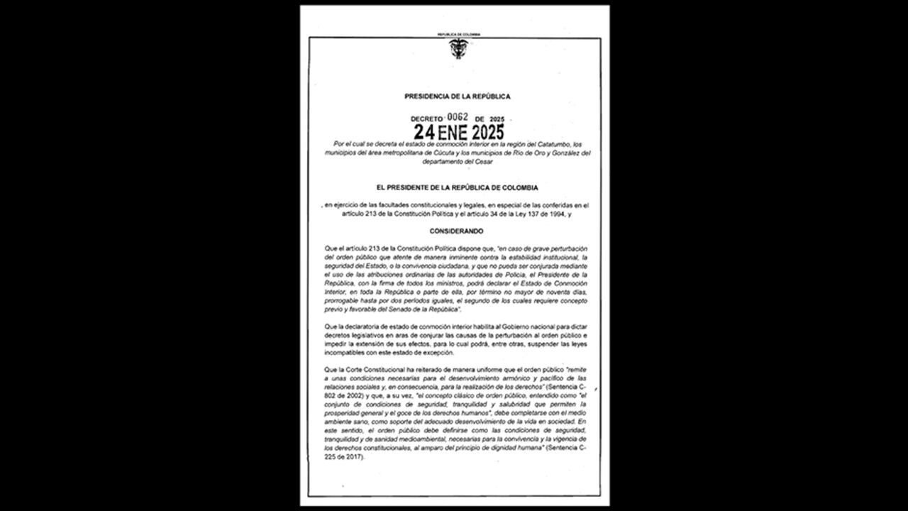 El decreto de conmoción interior fue firmado por Petro y todos sus ministros.