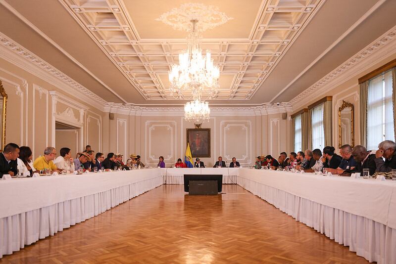 El presidente Gustavo Petro durante la reunión en la Casa de Nariño.