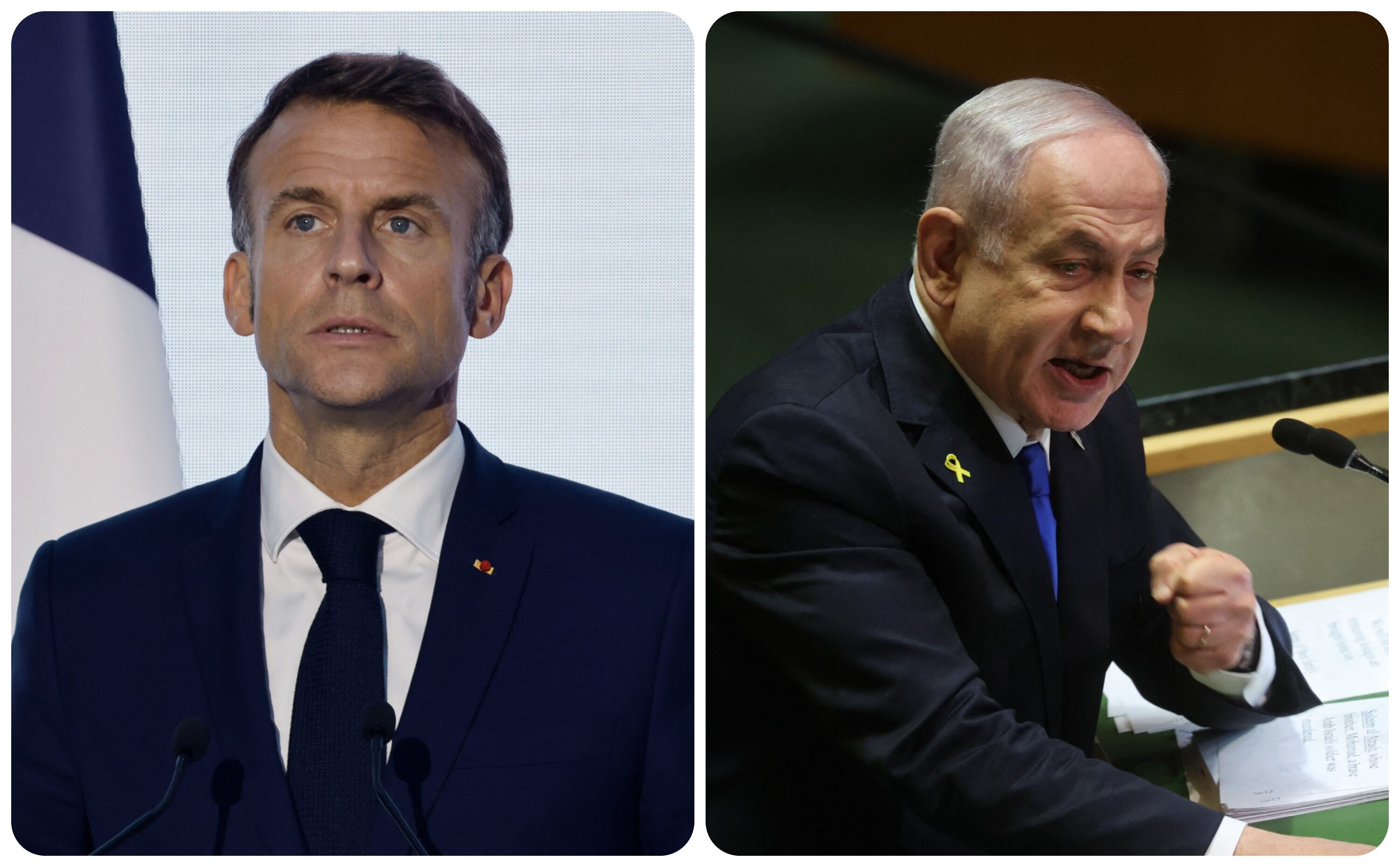 Emanuel Macrón, presidente de Francia y Benjamin Netanyahu, Primer Ministro de Israel