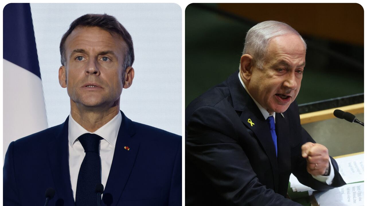 Emanuel Macrón, presidente de Francia y Benjamin Netanyahu, Primer Ministro de Israel