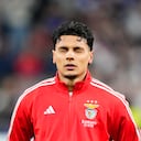Richard Rios defensive midfield of Benfica and Colombia reacts during the UEFA Champions League 2025/26 League Knockout Play-off Second Leg match between Real Madrid C.F. and SL Benfica at Estadio Santiago Bernabeu on February 25, 2026 in Madrid, Spain. (Photo by Jose Breton/Pics Action/NurPhoto via Getty Images)