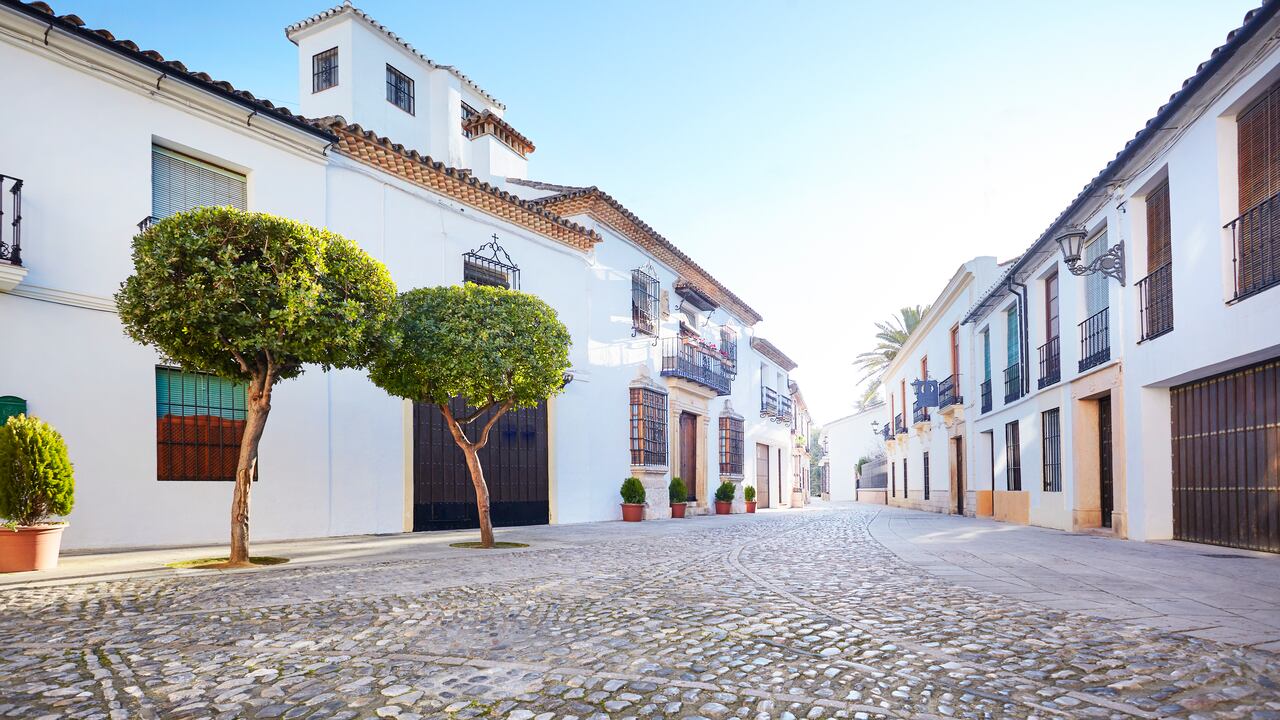 Empty backroad in Spanish town, Ronda, Spain