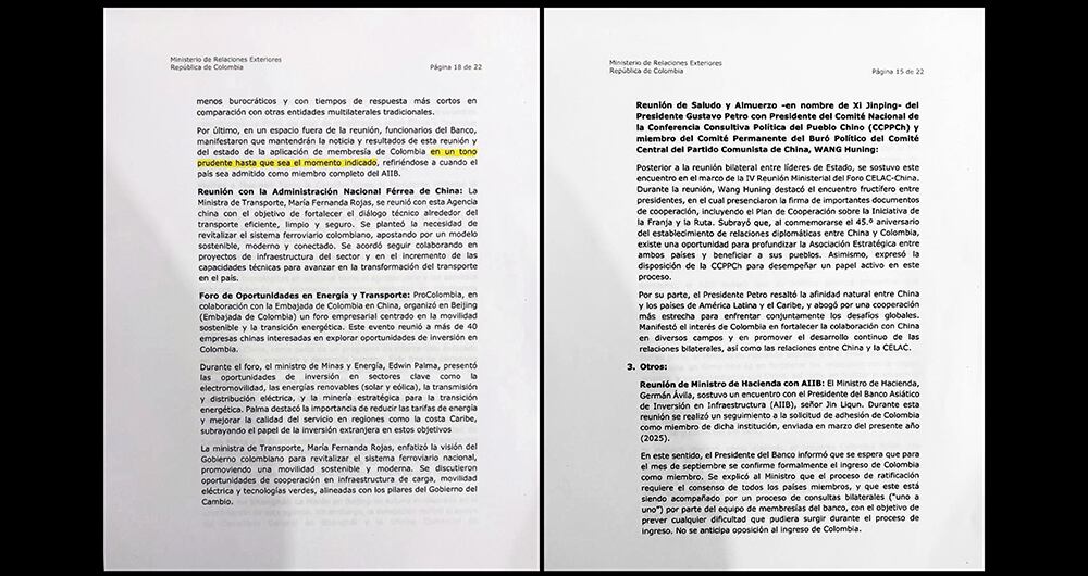 El memorando sobre el ingreso de Colombia al AIIB detalló las reuniones del ministro de Hacienda, Germán Ávila, con los funcionarios de esa banca internacional.  