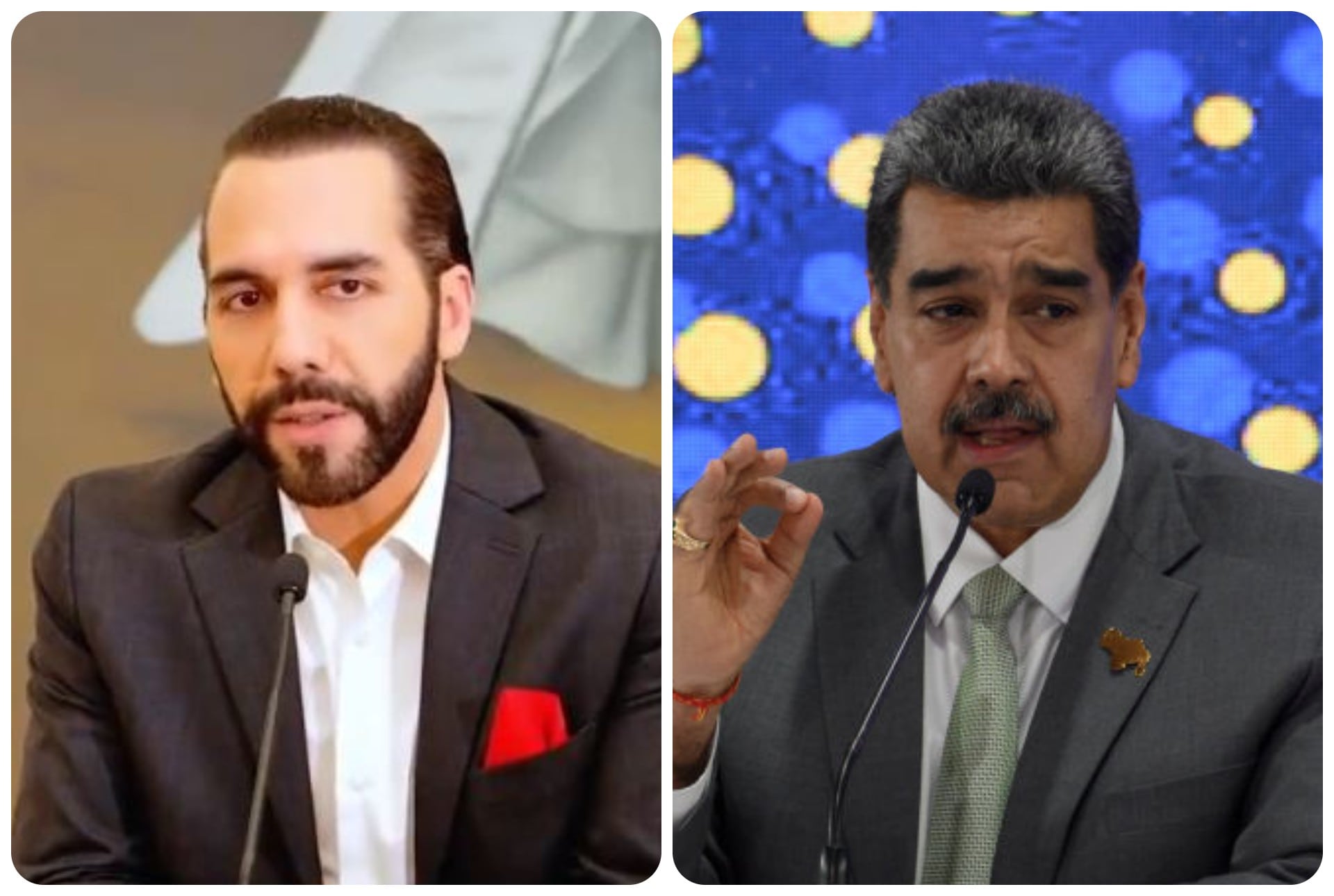 Los presidente de El Salvador, Nayib Bukele, y de Venezuela, Nicolás Maduro.