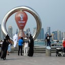 DOHA, QATAR - NOVEMBER 5: Doha Corniche and Souq Waqif show a World Cup figures exhibition and other tourist attractions to visitors during Fifa Word Cup Qatar 2022. On November 5, 2022 in Doha, Qatar. (Photo credit should read Sidhik Keerantakath / Eyepix Group/Future Publishing via Getty Images)