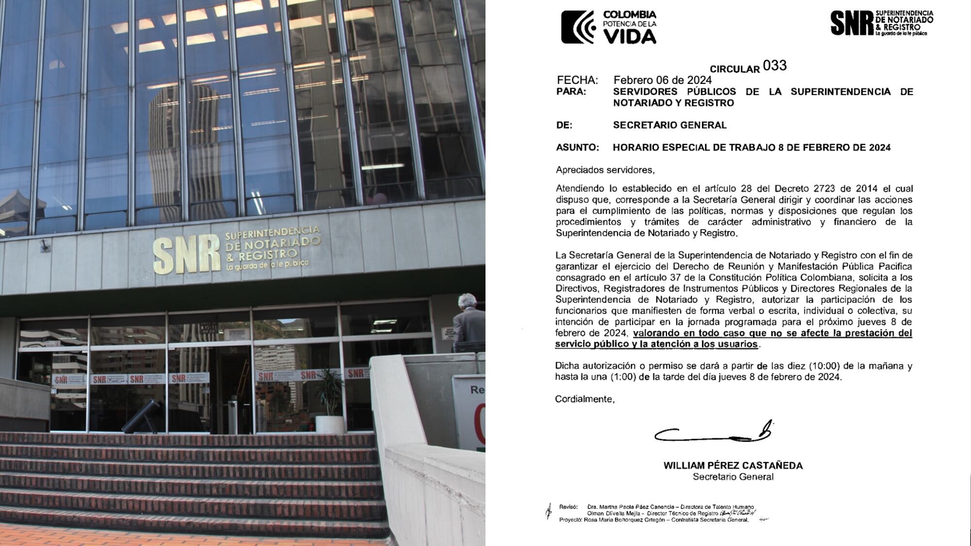 Superintendencia de Notariado y Registro da permiso para marchar.