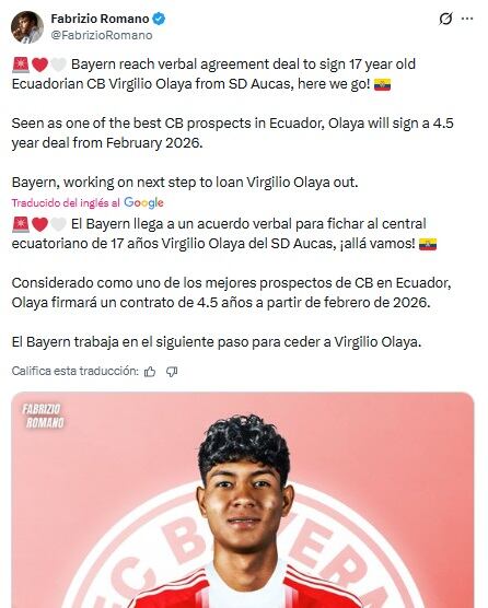 Pantallazo X: @FabrizioRomano