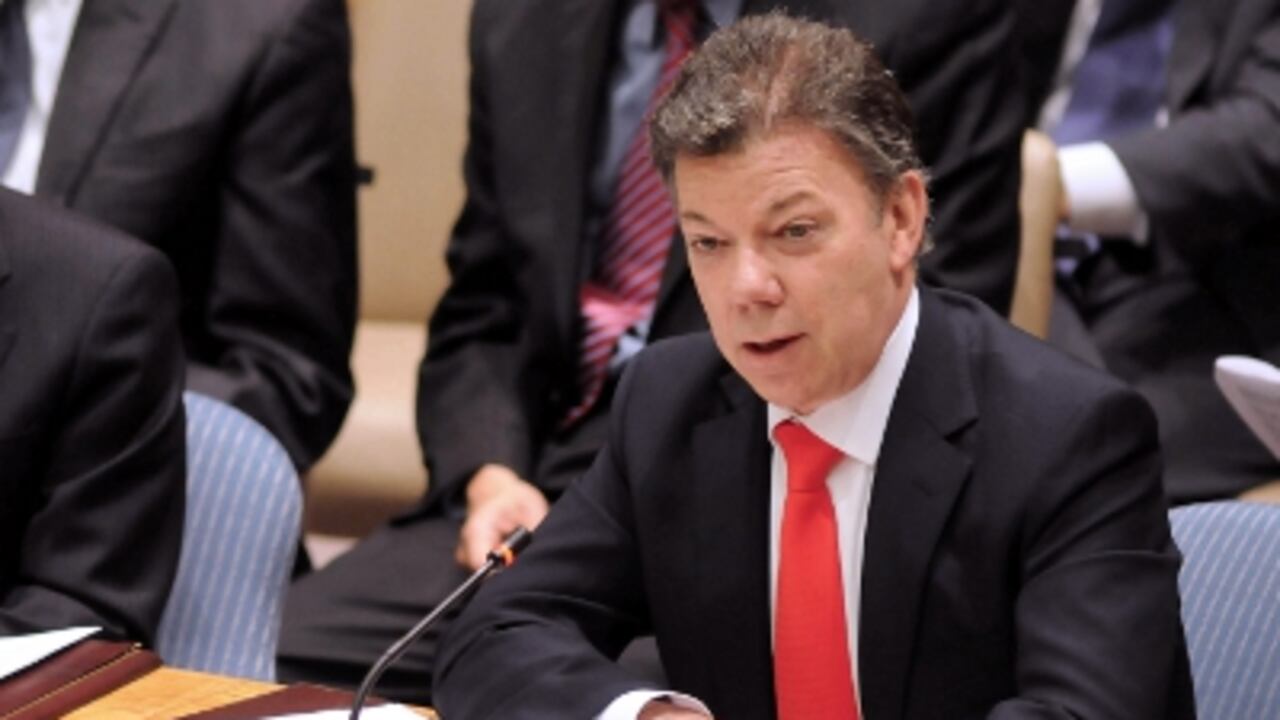 El presidente Juan Manuel Santos habla durante el debate abierto del Consejo de Seguridad de las Naciones Unidas sobre la situación en Haití.