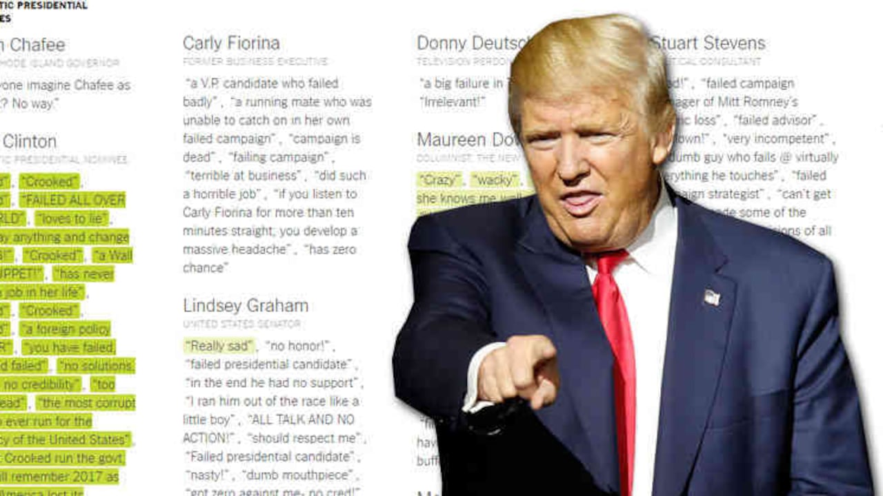 El magnate se ha dedicado a lanzar dardos a republicanos, países, celebridades, periodistas, medios y a su contrincante Hillary Clinton.