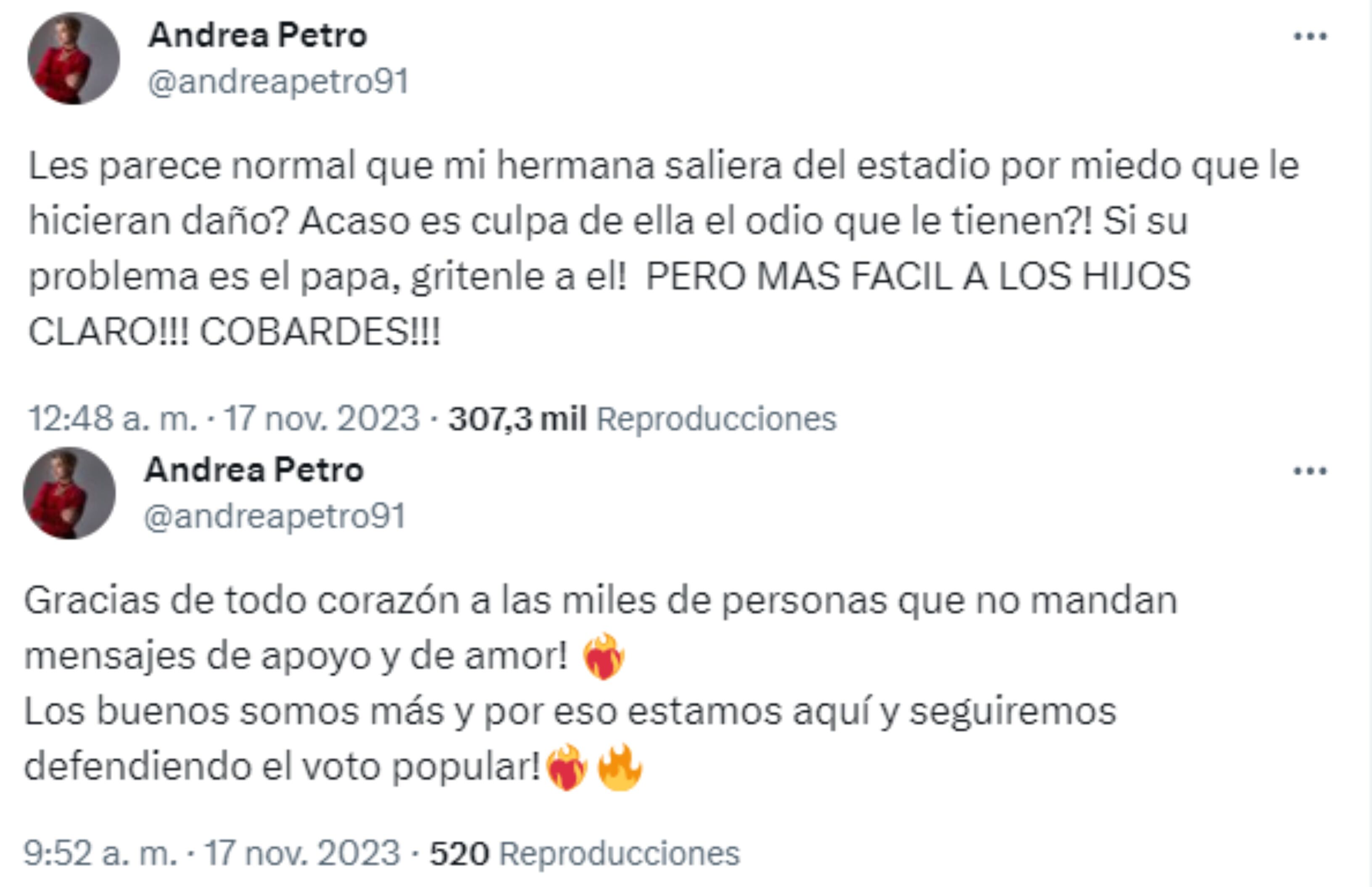 Publicaciones de Andrea Petro en X