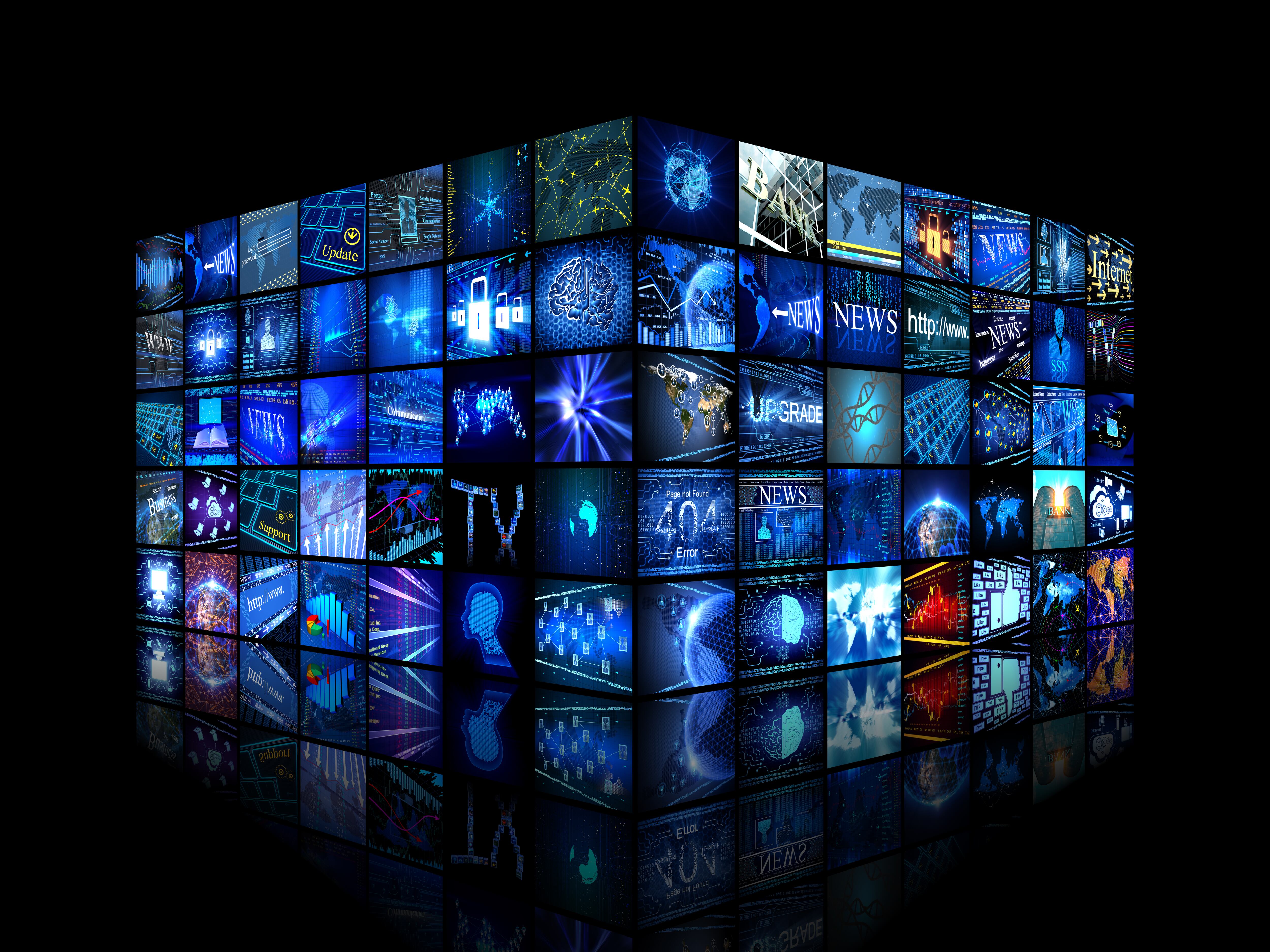 Video wall with small screens digital concept