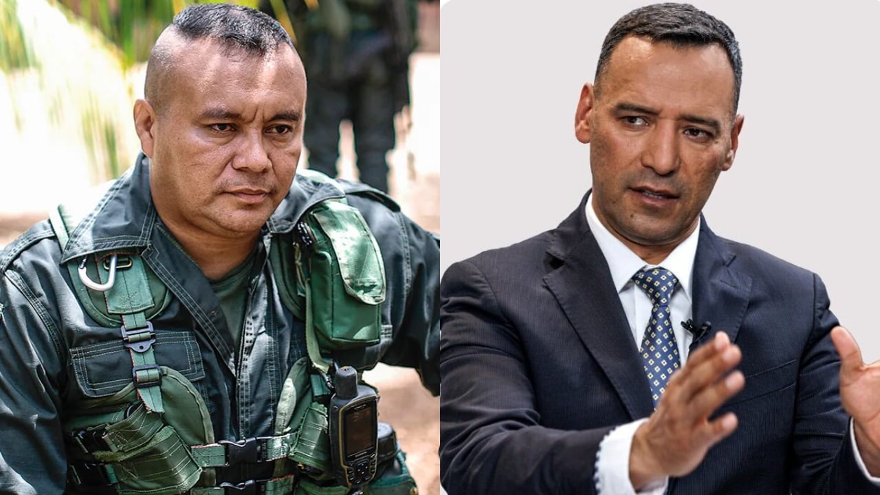 Alias Calarcá y el ministro de Defensa, Pedro Sánchez.