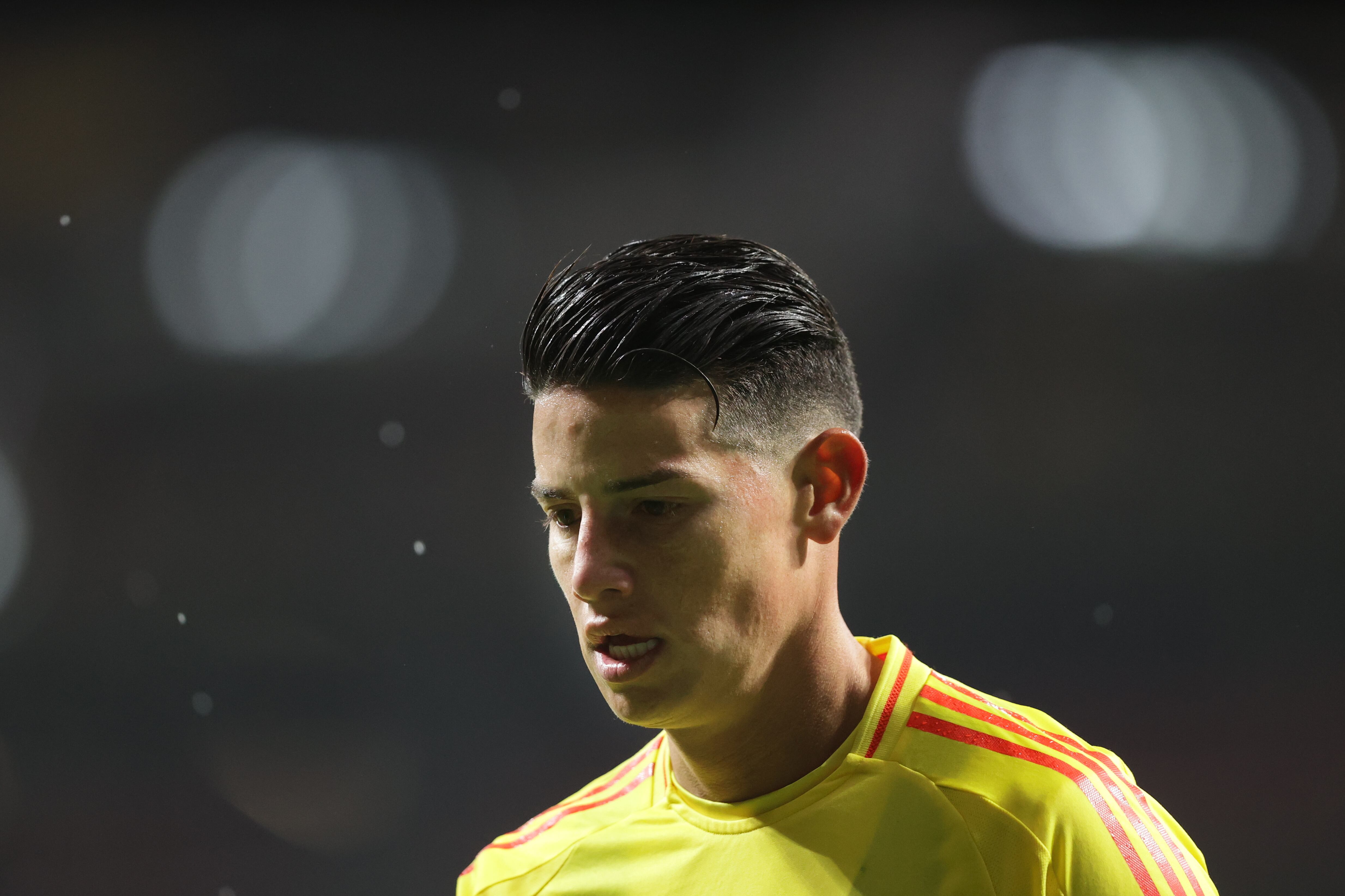 MADRID, SPAIN - MARCH 26: James Rodriguez of Colombia looks on during the friendly match between Romania and Colombia at Civitas Metropolitan Stadium on March 26, 2024 in Madrid, Spain. (Photo by Gonzalo Arroyo Moreno/Getty Images) (Photo by Gonzalo Arroyo Moreno/Getty Images)