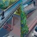 Una cámara de seguridad registró cuando los tres asaltantes empezaron a perseguir al galeno sobre el puente. Se movilizaban en un carro que habían robado el 27 de diciembre.