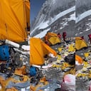 Los sherpas limpian los residuos que los montañistas dejan al subir las montañas en el Himalaya