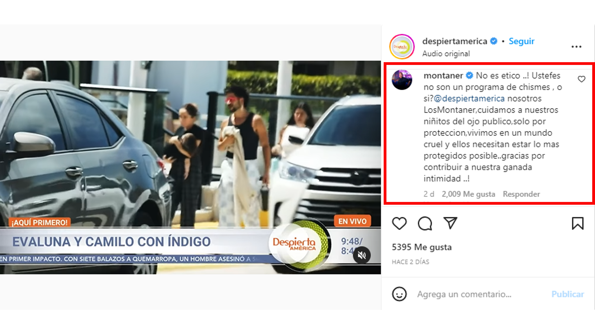 Ricardo Montaner reaccionó ante la publicación.