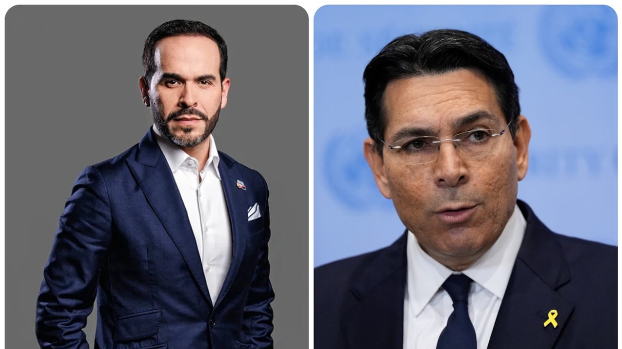 El presidente Abelardo De La Espriella y el embajador de Israel ante las Naciones Unidas, Danny Danon.