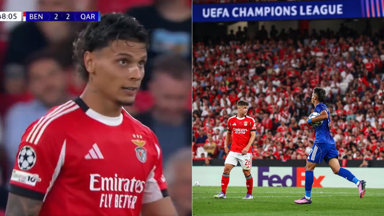 Richard Ríos sufrió con Benfica el gol del también colombiano, Camilo Durán