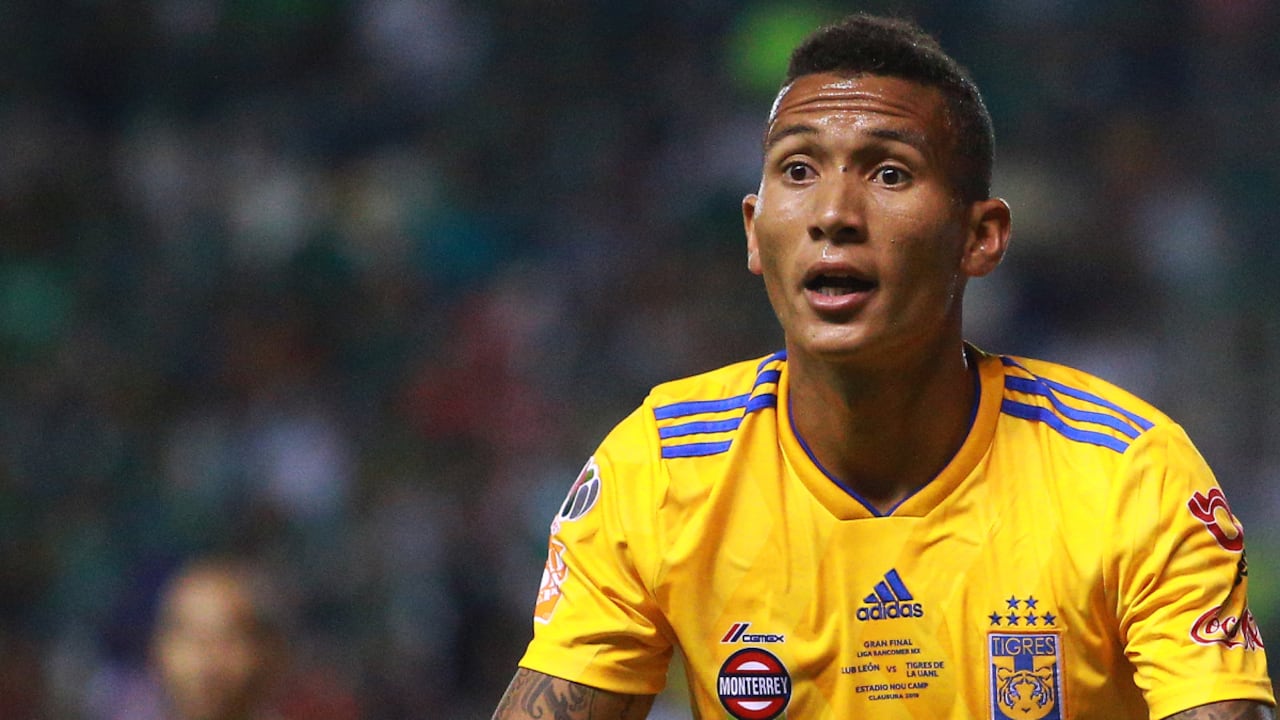 LEON, MEXICO - MAY 26: Francisco Meza of Tigres reacts during the final second leg match between Leon and Tigres UANL as part of the Torneo Clausura 2019 Liga MX at Leon Stadium on May 26, 2019 in Leon, Mexico. (Photo by Manuel Velasquez/Getty Images)