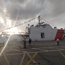 Buque ARC Simón Bolívar en el puerto de Santa Marta.