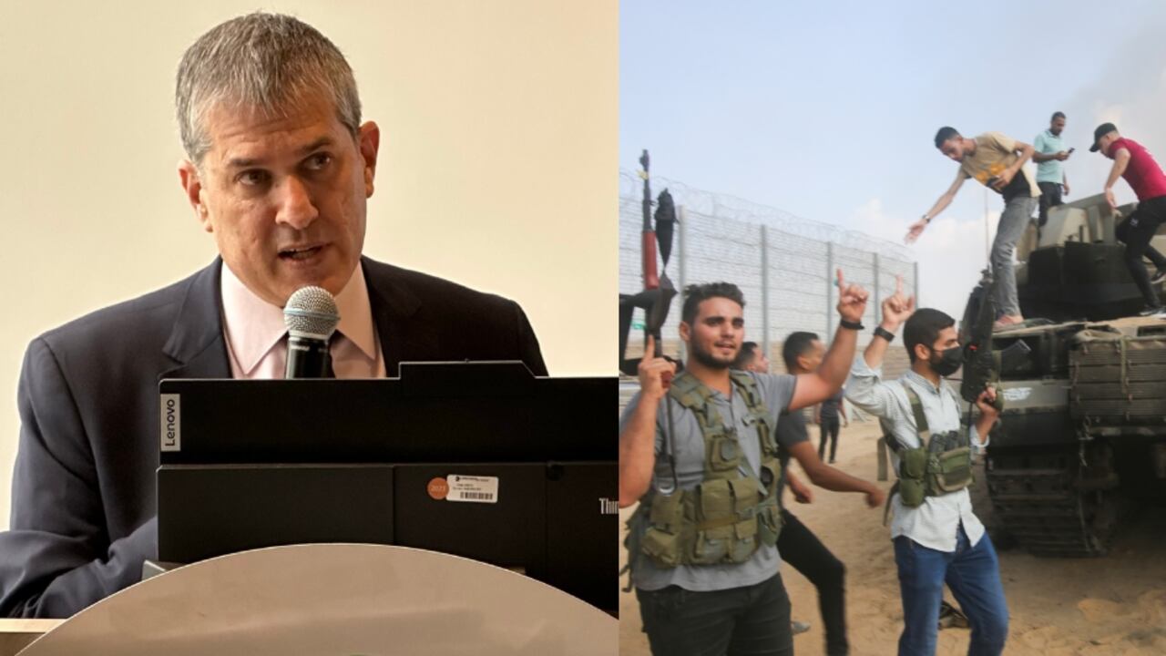 De izquierda a derecha: Gali Dagan, embajador de Israel en Colombia, y parte de lo ocurrido en ese país este sábado, 7 de octubre.