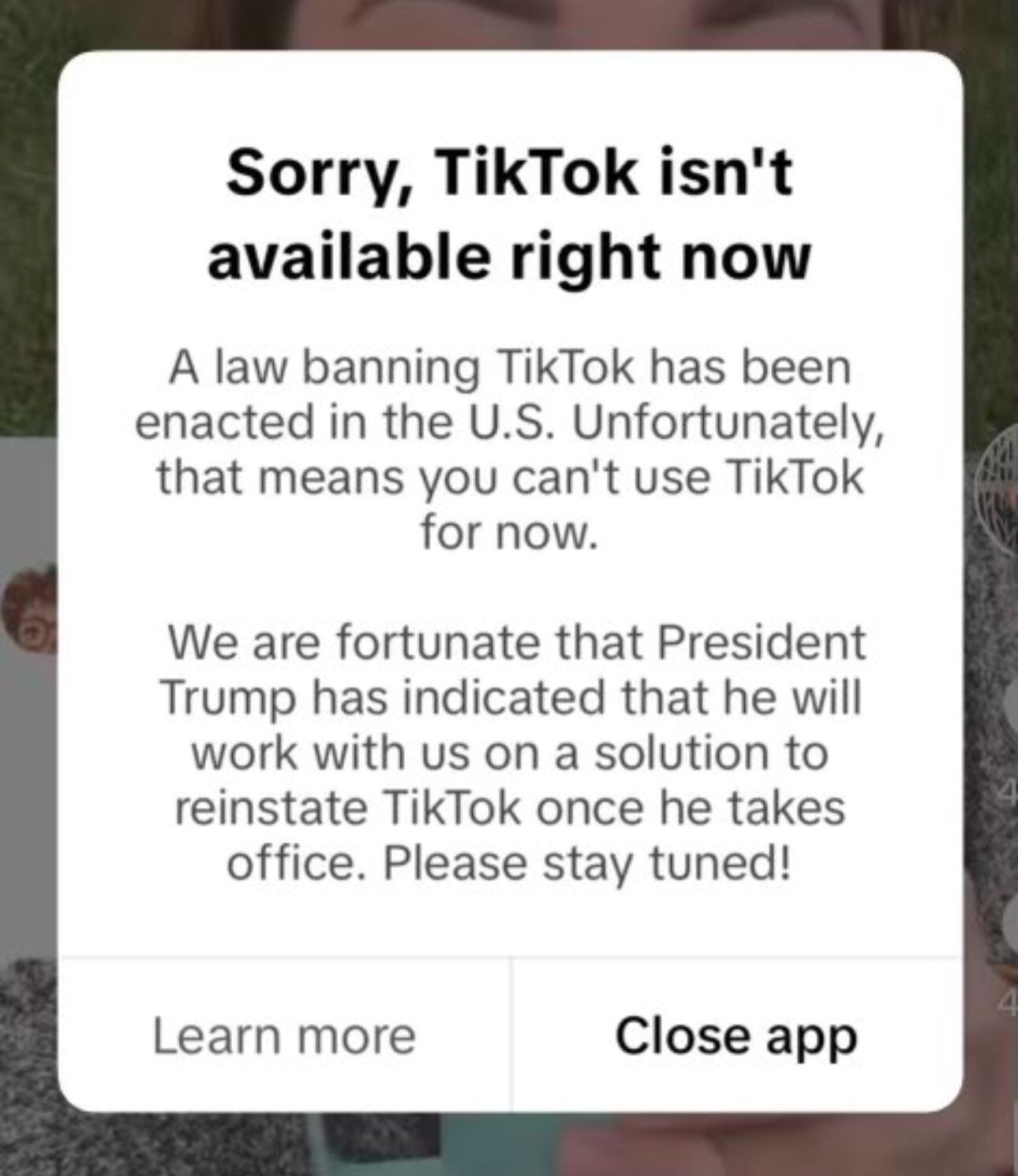 Mensaje emitido en la plataforma de Tiktok