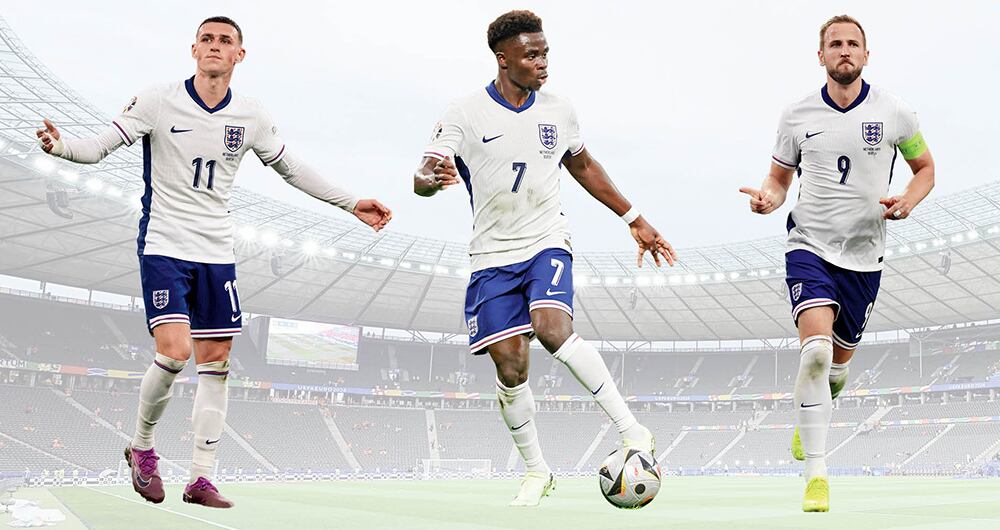 Jude Bellingham, Phil Foden, Bukayo Saka y el goleador Harry Kane.