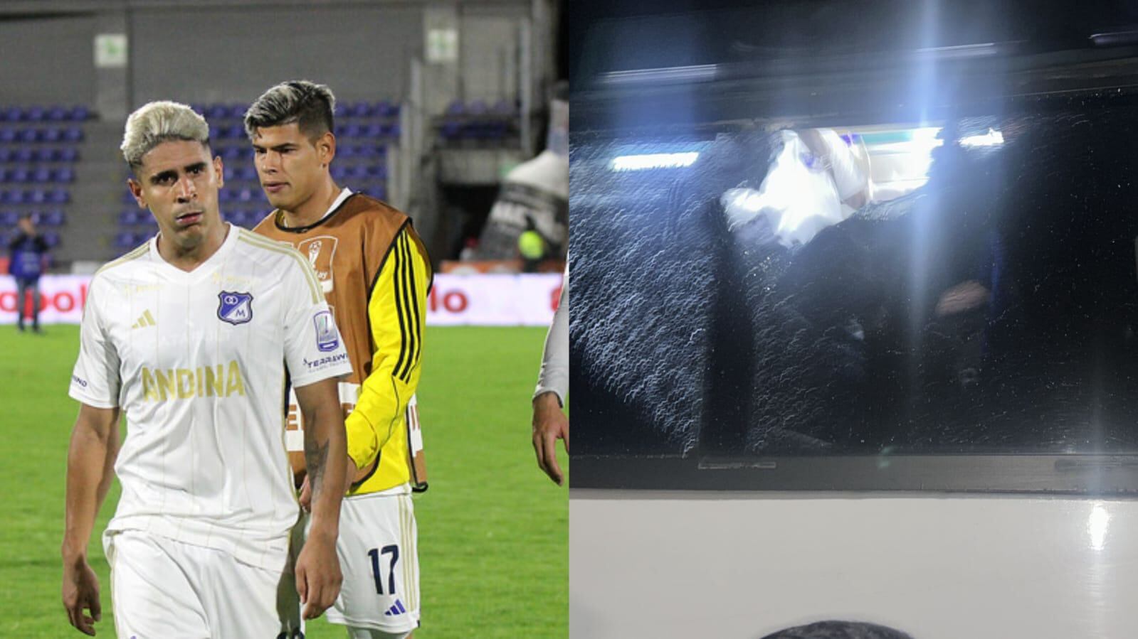 Agresión al bus de Millonarios en Santa Marta.