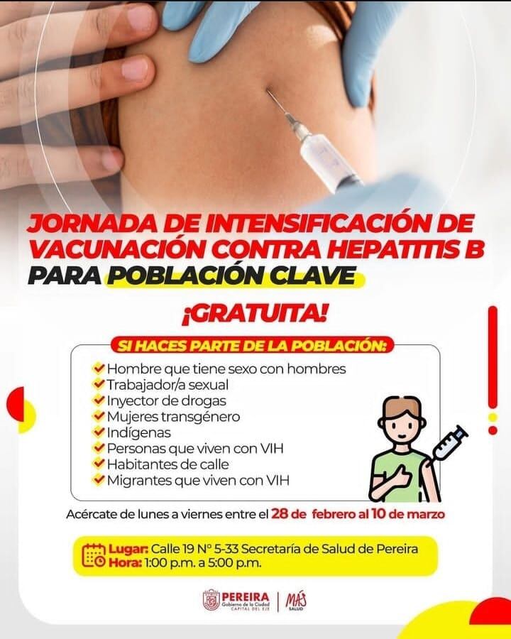 Quienes estén interesados pueden dirigirse de 1:00 p.m. a 5:00 p.m. a la sede de la Secretaría de Salud Pública de Pereira