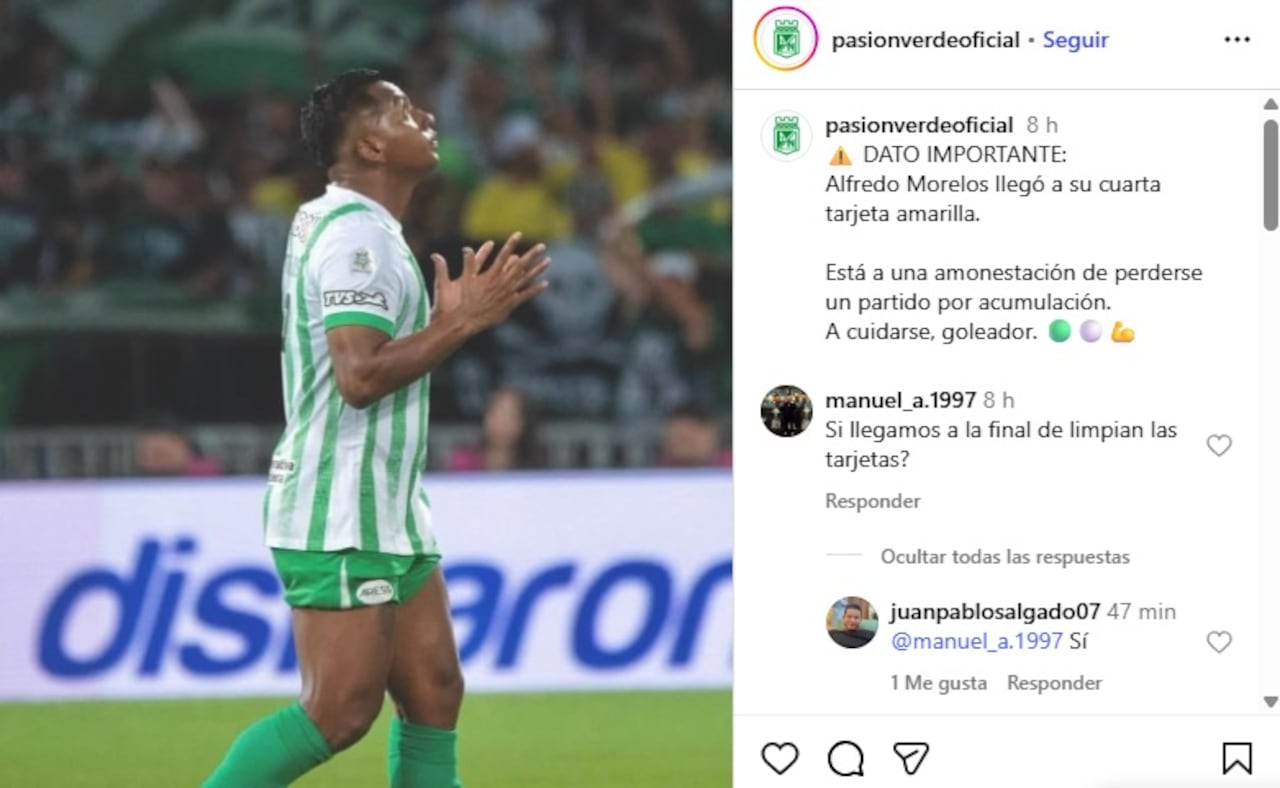 Pantallazo Instagram: @pasionverdeoficial