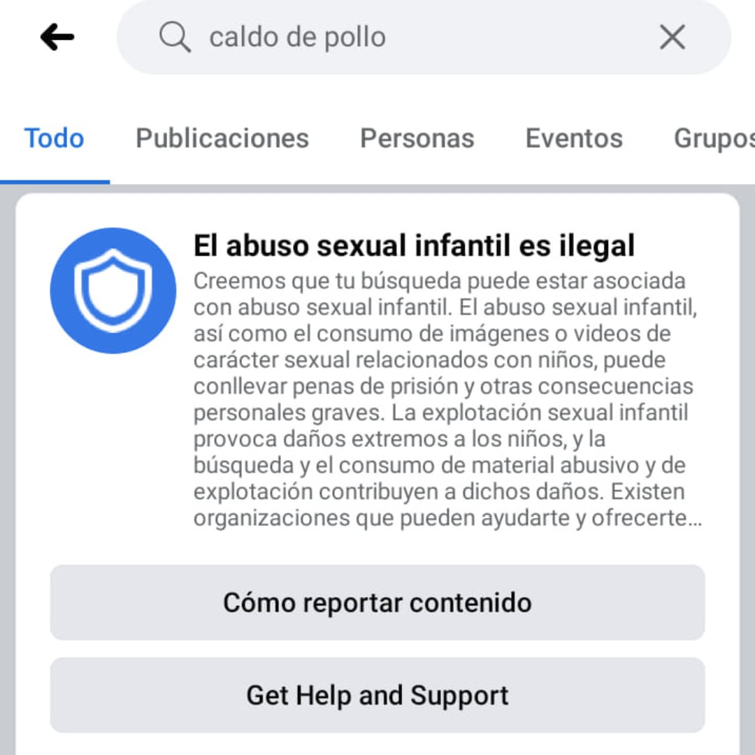 Anuncio de alerta de Facebook 'caldo de pollo'.