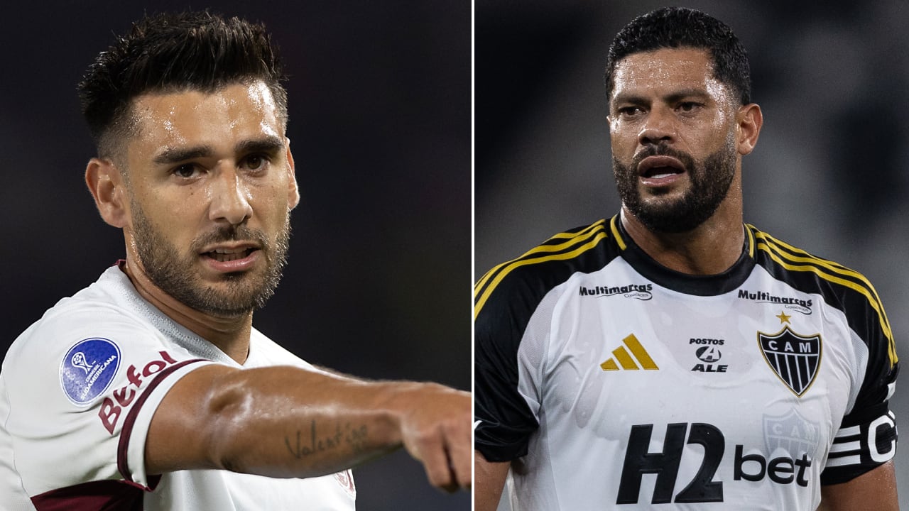 Toto Salvio y Hulk, figuras de Lanús vs. Atlético Mineiro en la final de la Copa Sudamericana.