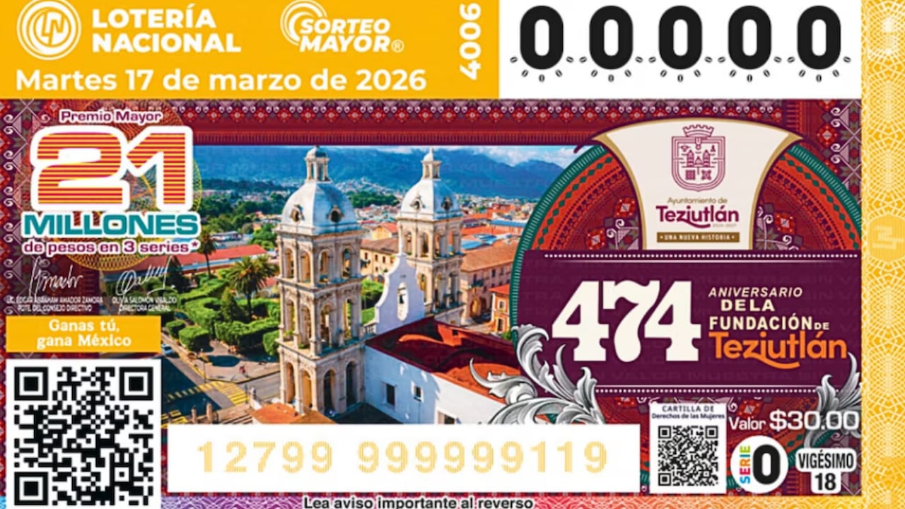 Este martes 17 de marzo se conocieron los números premiados del Sorteo Mayor 4006 de la Lotería Nacional