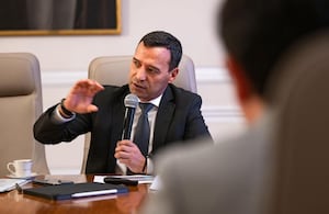 El ministro de Defensa, Pedro Sánchez, durante el último consejo de ministros en la Casa de Nariño.
