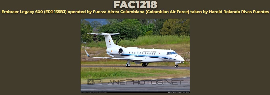 Legacy FAC 1218, el llamado VIP de la Fuerza Aérea, fue el avión que llevó a Verónica Alcocer a Venezuela.