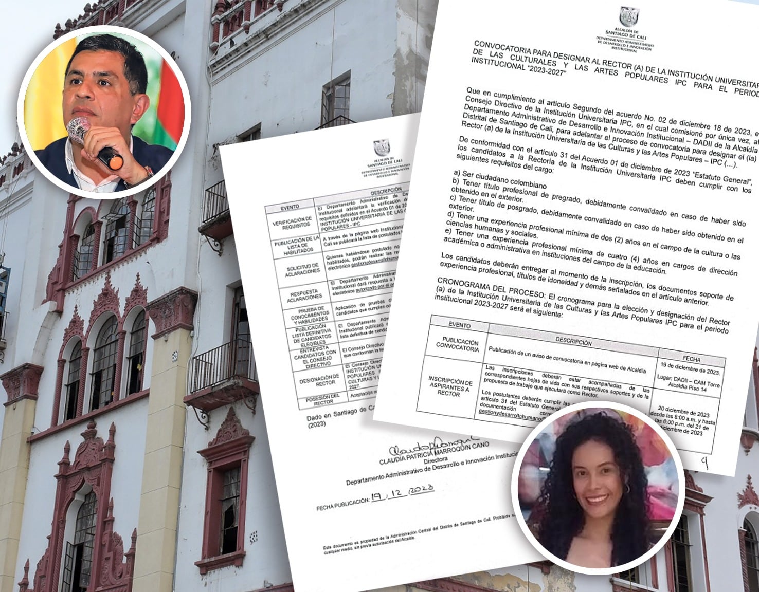 Desde algunos sectores advierten que busca favorecer a Carolina Romero Jaramillo (foto inferior), actual directora de la entidad y funcionaria cercana al alcalde Jorge Iván Ospina (arriba).
Foto: Especial para El País