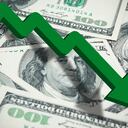 Money finance growth chart stock market with dollar moving down. currency devaluation.