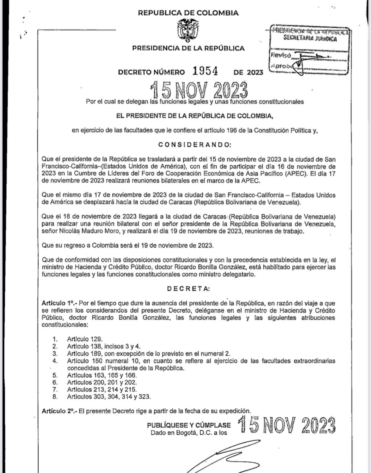 Decreto Presidencia visita Petro-Maduro