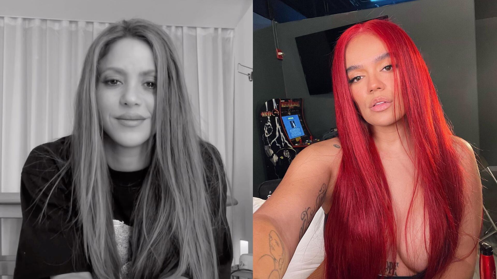 Shakira y Karol G, las colombianas que compiten a Mejor artista latino. Fotos: Instagram @shakira - @karolg.