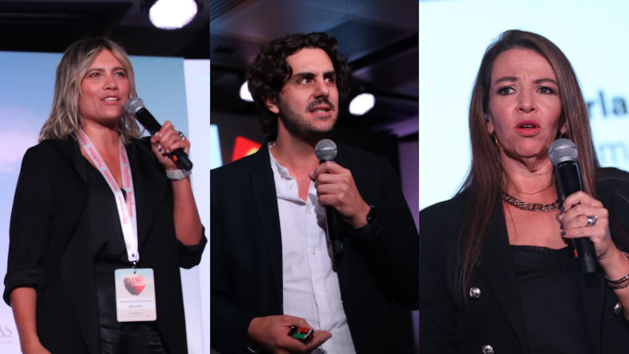 Valentina Hoyos, marketing manager de Spotify; Álvaro De Luna, vicepresidente de mercadeo de Bavaria y Martha Eugenia Arbeláez, directora de marketing y comunicaciones de Nestlé.