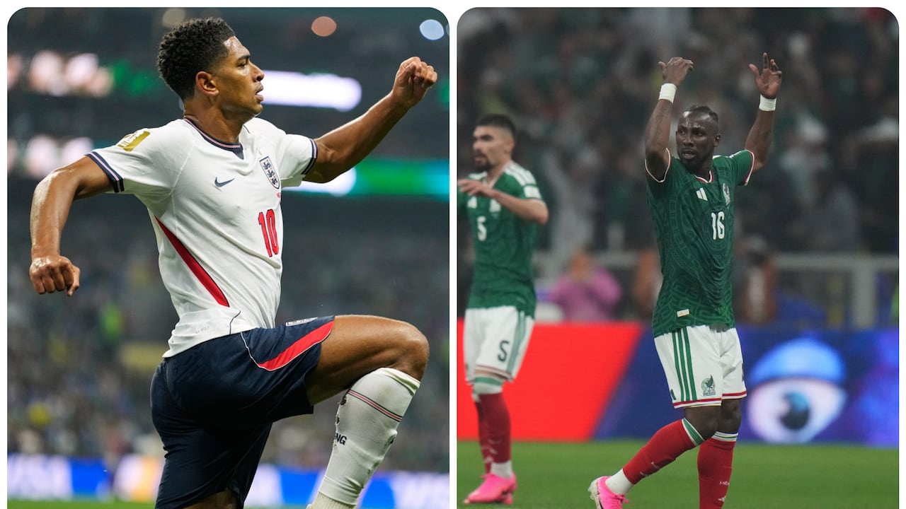 Jude Bellingham (dre.) y Julián Quiñones anotaron en el encuentro entre México e Inglaterra.