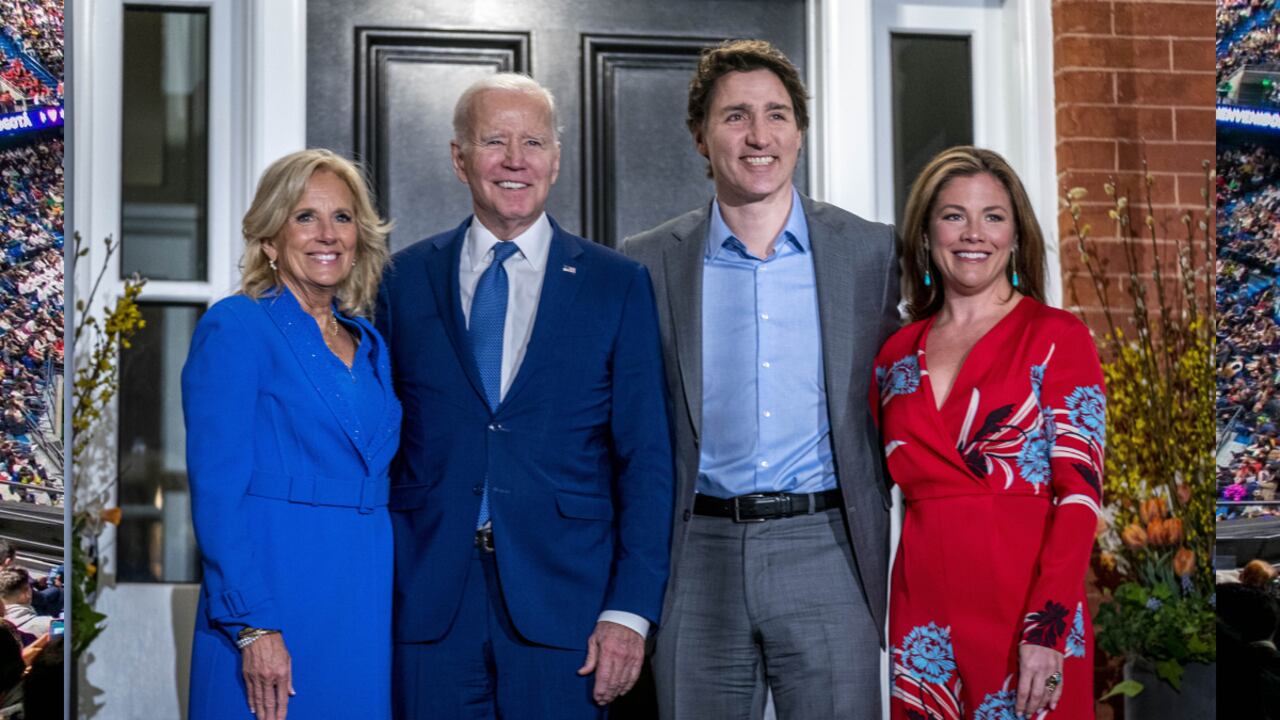 Biden llegó a Canadá en compañía de su esposa Jill. La familia presidencial de Estados Unidos fue recibida por la pareja presidencial de Canadá.