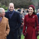El príncipe Carlos, el príncipe William, Kate Middleton, Meghan Markle y el príncipe Harry.