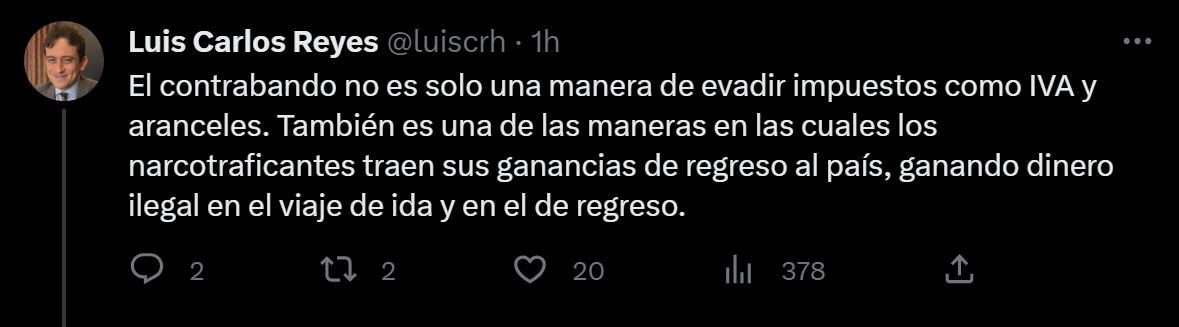 Trino Luis Carlos Reyes Contrabando