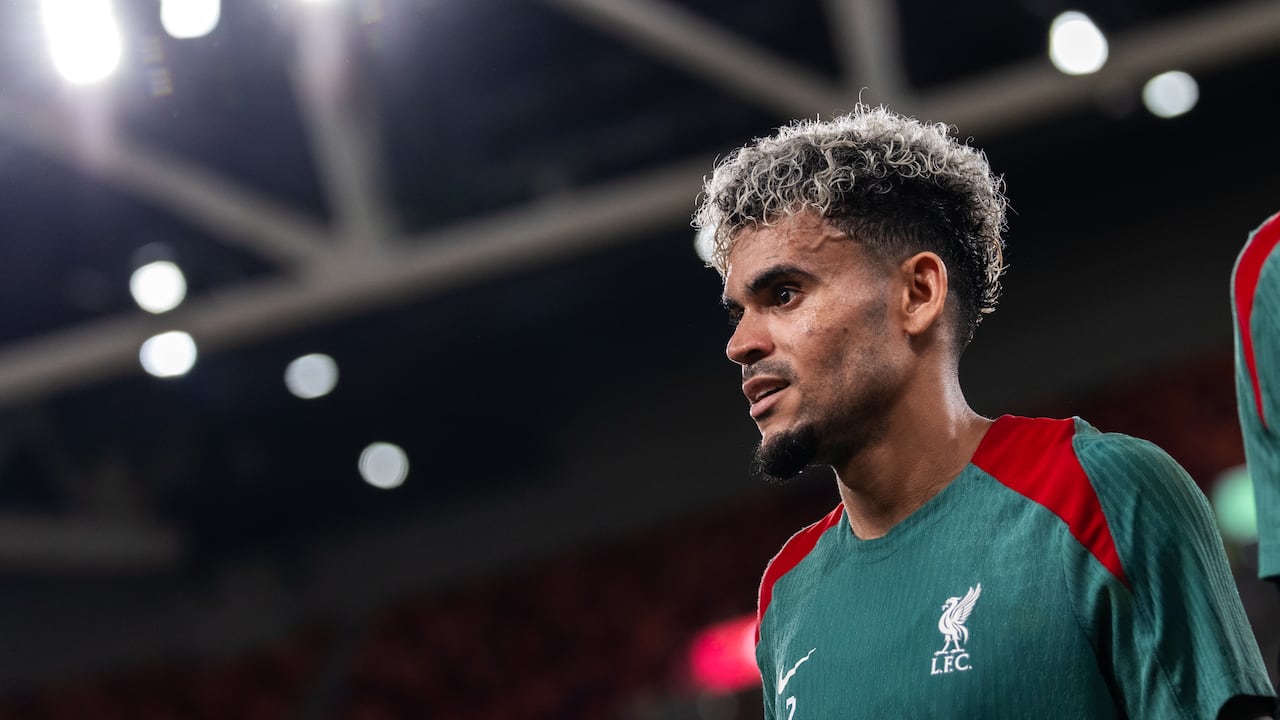HONG KONG, CHINA - JULY 24: (THE SUN OUT, THE SUN ON SUNDAY OUT) Luis Díaz of Liverpool during a pre-season training session at Kai Tak Stadium on July 24, 2025 in Hong Kong, China. (Photo by Nikki Dyer - LFC/Liverpool FC via Getty Images)